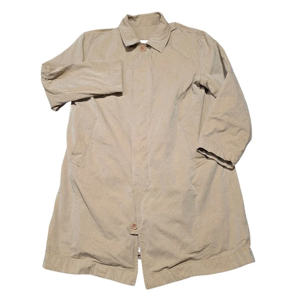 Banana Republic Trench Coat‎ Mens Medium Tan Wool Lined Long Jacket Twill